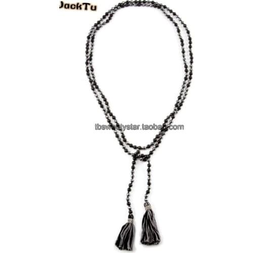 Onyx mixed hematite handmade necklace can wrapped as bracelets