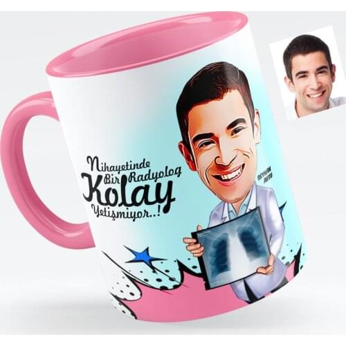 Personalized Mr Radiology Specialist Caricature Of Pink Mug cup-1