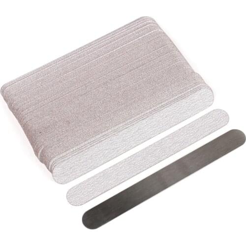 20Pcs Grey Straight Replacement Nail File 100/180/240 Removable SandPaper Pads With Metal Plate Manicure Grinding Salon Tools
