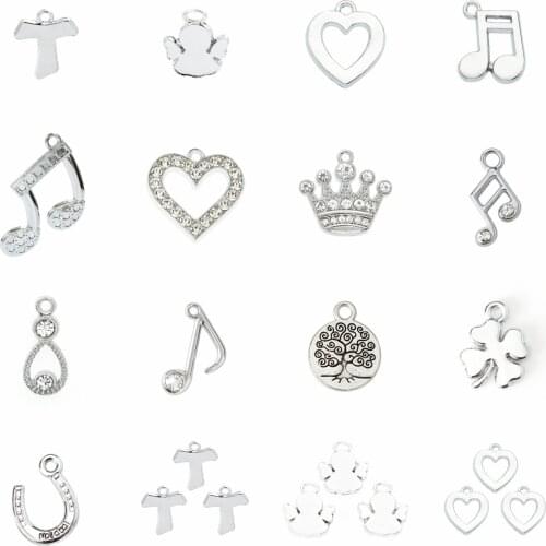 10pcs/lot Crown Music Note Heart Life Tree Dangle Handmade Charms Pendant DIY for Bracelet Necklace Earrings Bag