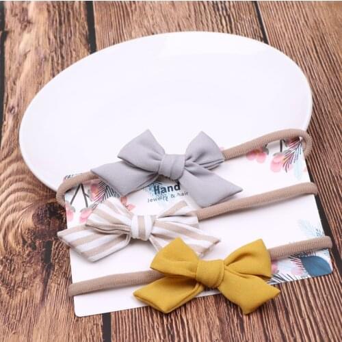 Baby Girl Headbands 3pcs/Set Cute Bows Soft Newborn Baby Headband Elastic Infant Nylon Hair Band Baby Hair Accessories