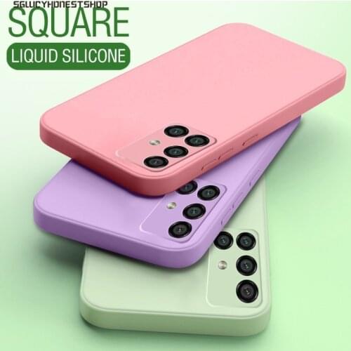 For Samsung A52 A72 A42 5G A71 A51 A31 A50 Square Liquid Silicone Case Shockproof Lens Protective Matte Cover For S21 S20 Plus