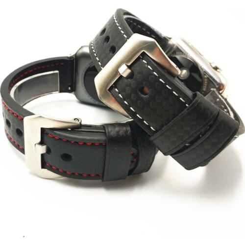 AKGLEADER For Apple Watch Series 1 2 3 4 Carbon Fiber Leather Strap Band iWatch Watchbands Bands 38/40/42/44mm Wriststrap