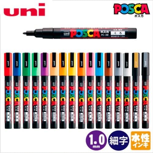 3Pcs Uni Posca Marker Pen PC-3M Paint Pen Fine Tip-0.9mm-1.3mm Student Painting Graffiti Office Supplies