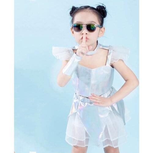 Silver Cheerleader Costume For Girls Festival Clothing Stage Performance Clothes Jazz Dancer Outfits Hip Hop Dance Wear DL6976