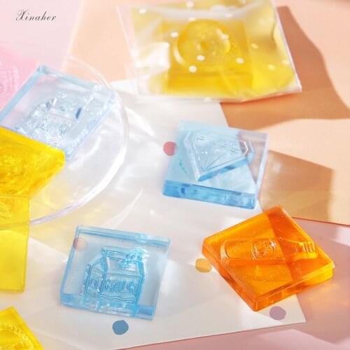 XINAHER Colorful diamond animal food stamp DIY acrylic rubber stamps for stationery scrapbooking transparent stamps