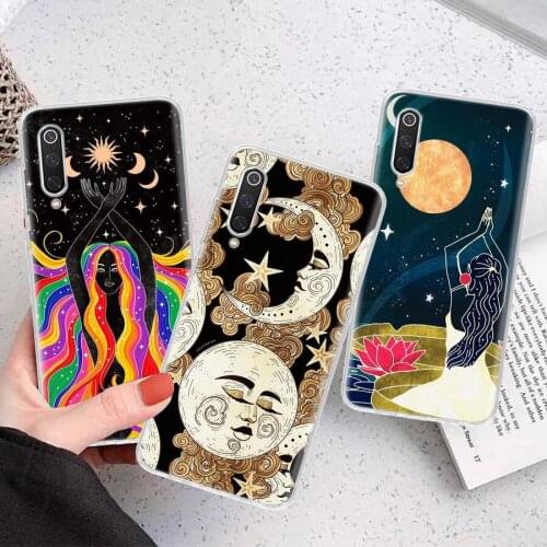 Funny Sun Moon Face Silicon Phone Case For Xiaomi Note 10 Mi 11 9 8 CC9 10T 9T 5X 6X A3 A2 A1 Lite Pro Poco F1 X3 Cover Coque