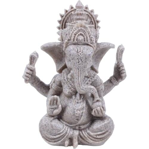 Elephant Statue Sculpture Sandstone Ganesha Buddha Handmade Figurine