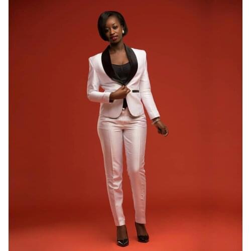 Spring Leisure White Women Wedding Pants Suits Mother of the Bride Suit Shawl Lapel Slim Evening Party Tuxedos Formal 2 pieces