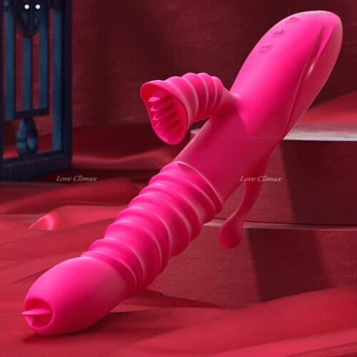 Three-in-one Vibrator Female Dildo Anal Pull Beads Sex Toys Vagina Tongue Licking Clitoris G-Spot Massager Masturbation Adult 18
