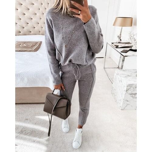 Two Piece Set Casual Fleece Tracksuit Women Winter 2021 Womens Sets Hooded Long Sleeve Hoodie Sport Pants Lady Suit