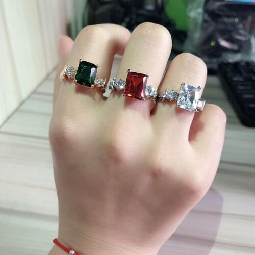 Yellow White Gold Filled Statement Birthstone Ring Square Cubic Zirconia CZ Promise Wedding Engagement Rings For Women Jewelry