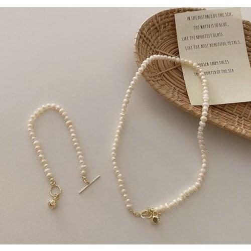 Pearl OT Chains Set,Retro Necklace for Women,Sweety Necklace&Bracelet for Womens Gift