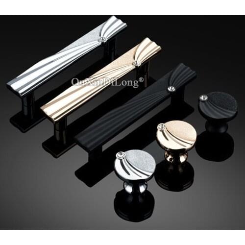 10PCS Luxury European Inlaid Crystal Kitchen Door Furniture Handles Cupboard Wardrobe Drawer Wine Cabinet Pulls Handles & Knobs