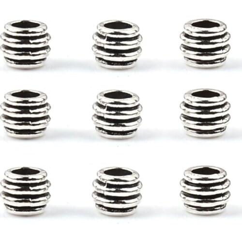20pcs 6x8mm Antique Silver Color Column Tube Charm Beads Loose Spacer Beads For Jewelry Making DIY Bracelet Necklace
