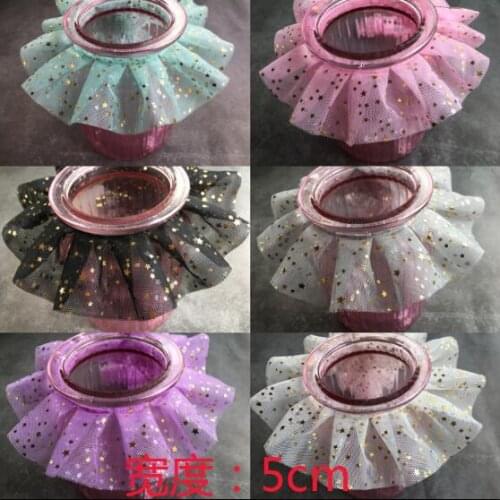 20Yards 5cm Wide Pink Purple Green Ruffle Lace Trim Headdress Dessert Diy Fabric Doll Clothes Birthday Party Wedding Decoration