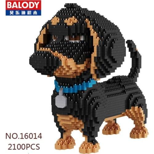 2100pcs 16014 Hot Sale Cartoon Dog Mini Dachshund Model Block Building Brick Toys for Children Gifts Dog Pets Building Blocks