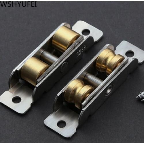 4pcs Stainless Steel Window Pulley Hardware Fitting Wheels Silent Copper Groove Track Door Roller Casters Sliding Glass Window