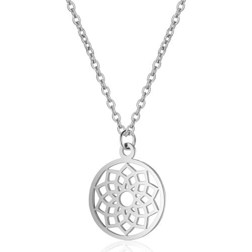 5pcs/lot Stainless Steel Hollow Out Chakra Meditation Charms Pendants Necklaces For Women Jewelry DIY Gift 40cm