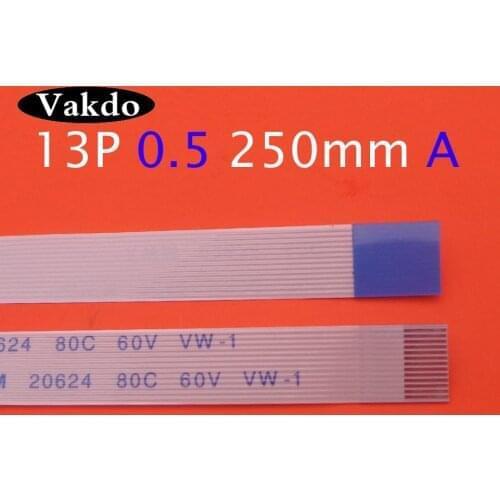 50pcs/100pcs 13pin FFC FPC flat flexible cable 0.5mm pitch 13 pin A Forward Length 250mm 25cm Ribbon Flex Cable