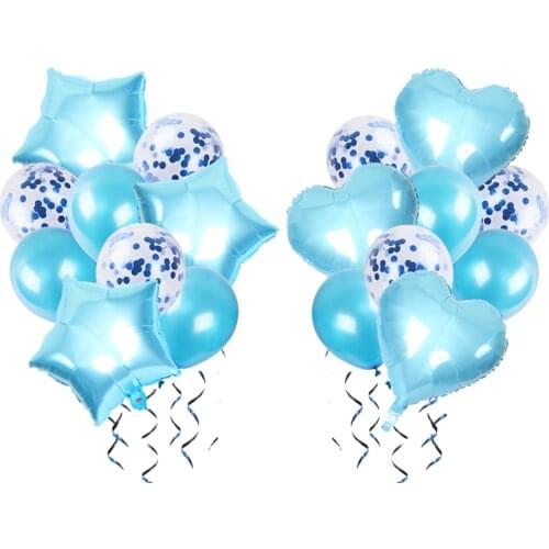 9pcs/lot Heart Star Gold Confetti Happy Birthday Party Blue Pink Helium Air Ballons Decor Baby Shower Decoration Wedding Balloon