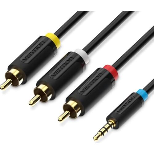 Aluminum alloy RCA Audio Cable 3.5mm Jack to 3RCA Male Splitter Aux Cable for TV PC Amplifiers DVD Speaker Wire