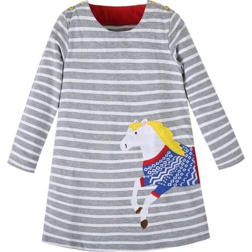 Autume 2021 New Baby Girl T Shirt Grey Stipe Animal Print Kid Children Clothes Breathable Size 18M 2 3 4 5 6 Years Old