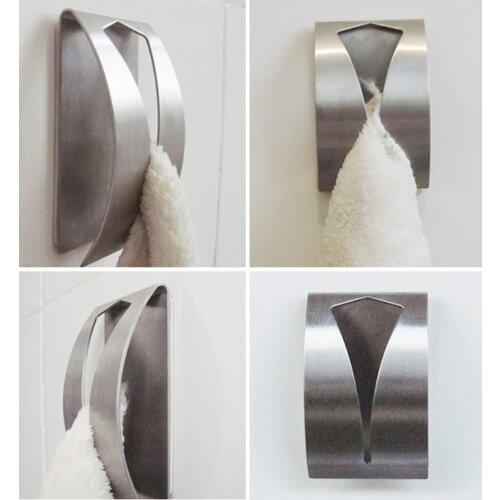 Behogar 4PCS Rustproof Self-adhesive Round Rag Tea Hand Towels Scissor Hooks Wall Mount Holder for Home Kitchen Bathrooms