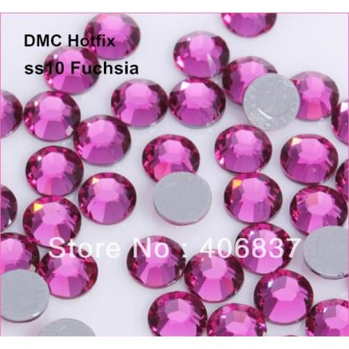 Free Shipping! 1440pcs/Lot, ss10 (2.7-2.9mm) High Quality DMC Fuchsia Iron On Rhinestones / Hot fix Rhinestones