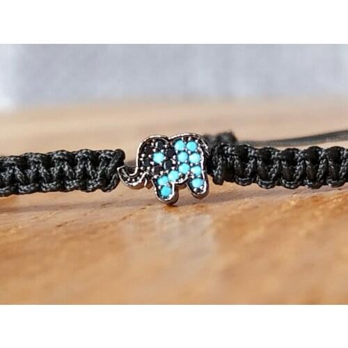 Elephant Macrame Hand Knit Rope Bracelet Zircon Crystal in Different Colors And Adjustable Size