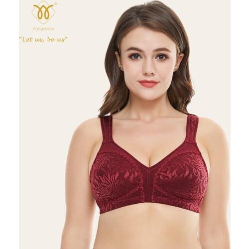 Wingslove Minimizer Push Up Bra Plus Size Women Full Coverage Lingerie Wide Shoulder Strap Brassiere Seamless Wirefree Underwear
