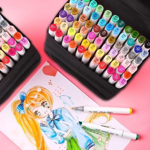 CHENYU 30/40/60/80Colors Oily Alcohol Markers Set Double Tips Art Marker Brush Pen Sketching For Drawing Student Art Supplies