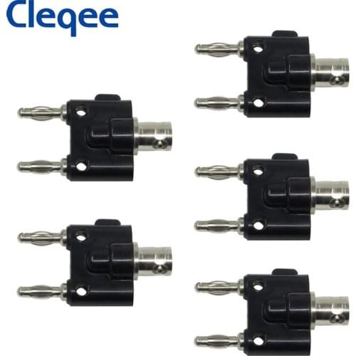 Cleqee P7006 5PCS Adapter BNC Female Jack to Two Dual 4mm Banana Binding Male Connector