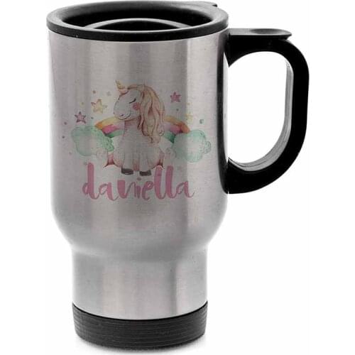 Unicorn Personalized with Name - Polar Camel 14 oz. Stainless Steel Vacuum Insulated Travel Mug w/Lid - Heat & Cold - Christmas