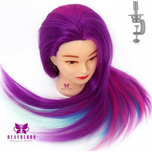 24" 100% Synthetic Fiber Colorful Hair Mannequin Head for Hairdressers Practicing Braiding Training Head Dummy Doll Head