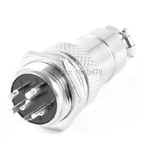 GX16-6 Panel Mount GX16 16mm Screw 6 Pin Metal Aviation Connector Plug