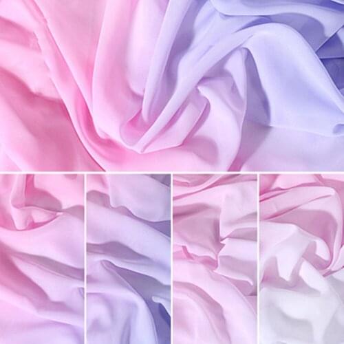Pink Purple Gradient Chiffon Fabrics Light Thin Gauze Mesh Cloth Summer Clothing Costumes Deco Craft DIY Sewing Handmade 1 Meter