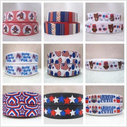 Q&N ribbon stars USA bunting Grosgrain Ribbons for July 4th Independence Day Making Hair Bows Wedding Decorative Gift Box DIY