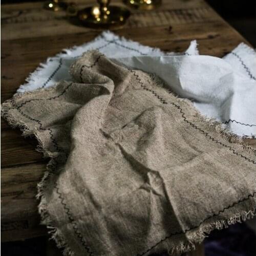 European and American style linen simple linen color red edge napkin tea towel bread catty food photography props home