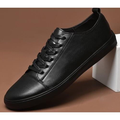 Mens Genuine Leather Shoes Casual Sneaker Slip on Loafers Leather Flats Mens White Casual Breathable Flat Shoes