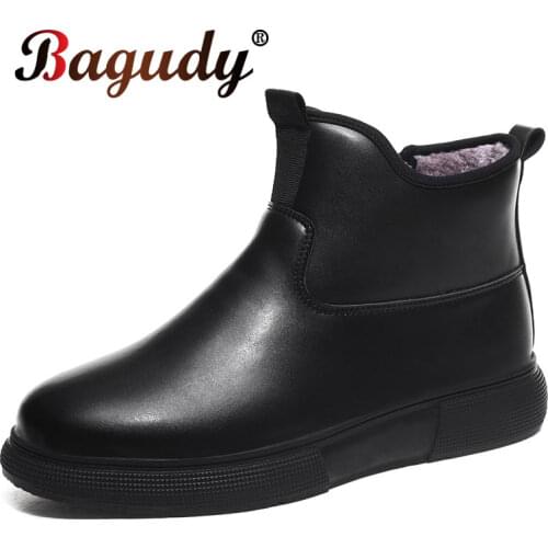 Men Boots Waterproof Leather Snow Boot Men Shoes High Quality Vintage British Warm Fur Boots Autumn Winter Men Casual Ankle Boot