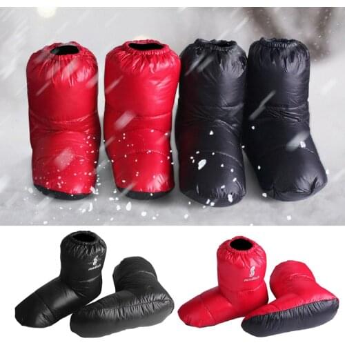 Soft Duck Down Slippers Winter Warm Foot Booties Camping Tent Footwear Booties Outdoors Indoors for Men Women