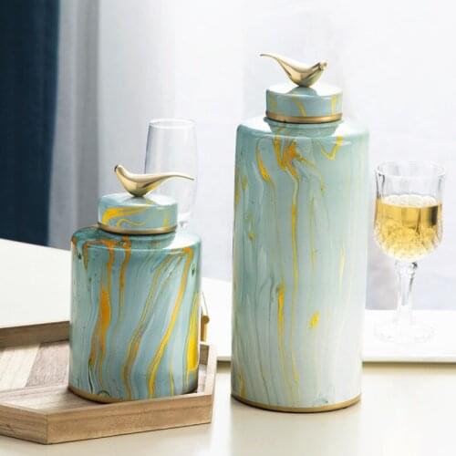 New Chinese Ceramic Vase Decoration New Classical Living Room Home Sample Room Table Decoration porcelain storage pot