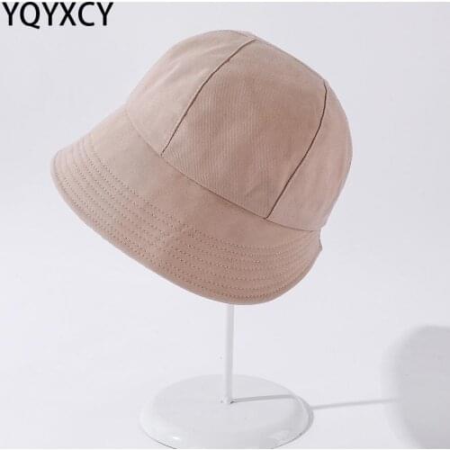 YQYXCY Bucket Hat Women Summer Sunshade Fisherman Cap Female Solid Color Cloth Korean Sun Hat Bob Gorro Outdoor Casual