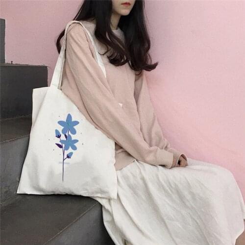 Beach Bag Women Canvas Shoulder bag Flower Print Ladies Travel Tote Bag Handbag Large capacity Female Shopper Sac shopping 2021