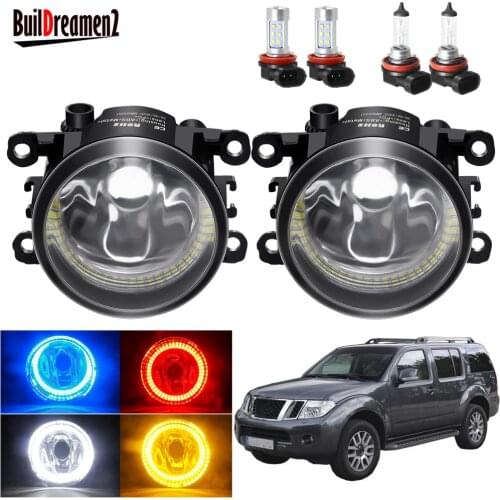Angel Eye Fog Light Assembly For Nissan Pathfinder R51 2005-2012 Car Front Bumper Fog Lamp with Halo Ring Daytime Running Light