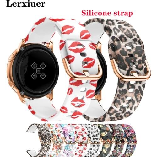 20mm Strap For Samsung Galaxy Watch active 2 42mm Gear S2/Sport band Printed silicone bracelet Amazfit bip huawei watch gt 2 42m