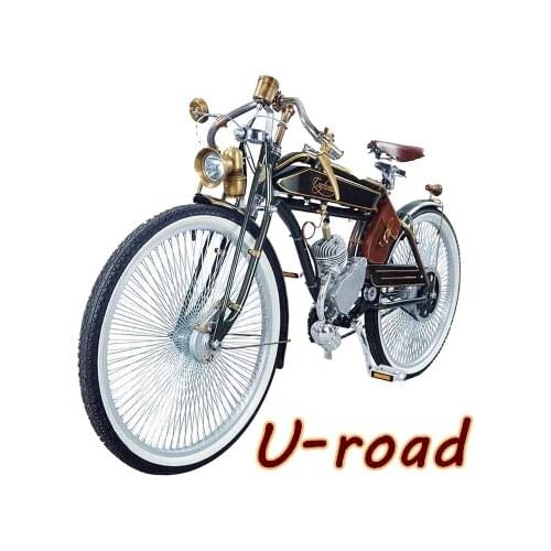 Retro bicycle two stroke moped reminiscent motorcycle movie war horse postman Fuel cycle Electric motorcycle ebike Electric bike