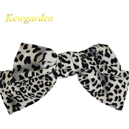 Kewgarden Leopard-print hair clip girl versatile spring clip bows for baby girl 3pcs