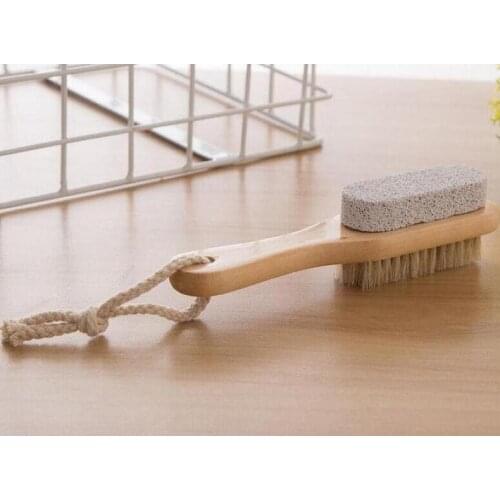 Bath Mane Bristles Clean Feet Brush Wooden Pumice Stone Feet Pedicure Callus Removal Foot Care Brush Remover Dead Skin Clean